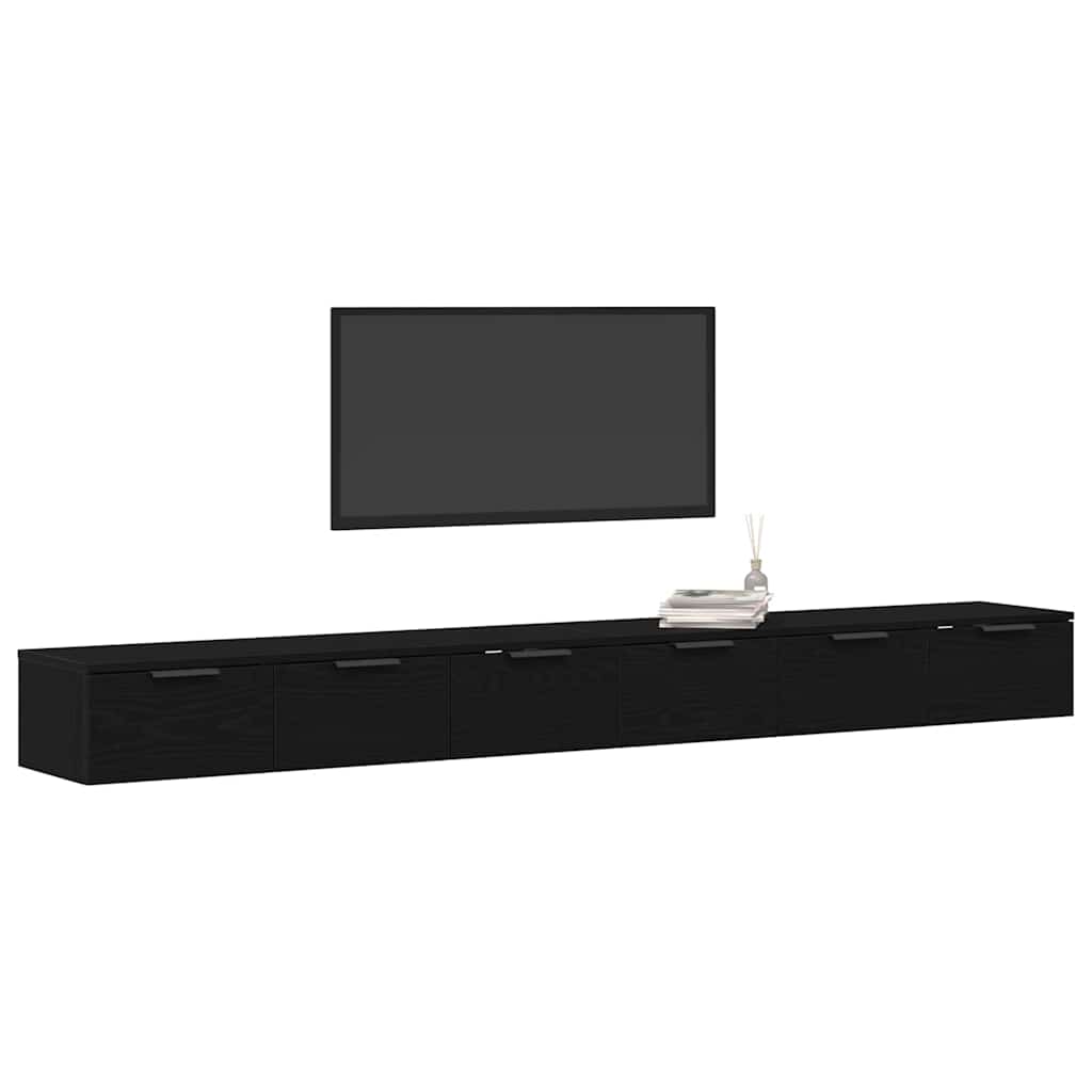 Wandmontierter Schrank 2 pcs Schwarz Eichen-Optik Holzwerkstoff