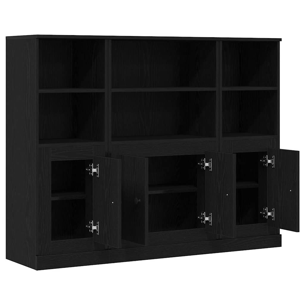 Highboard Schwarz Eichen-Optik 132 x 35,5 x 103,5 cm