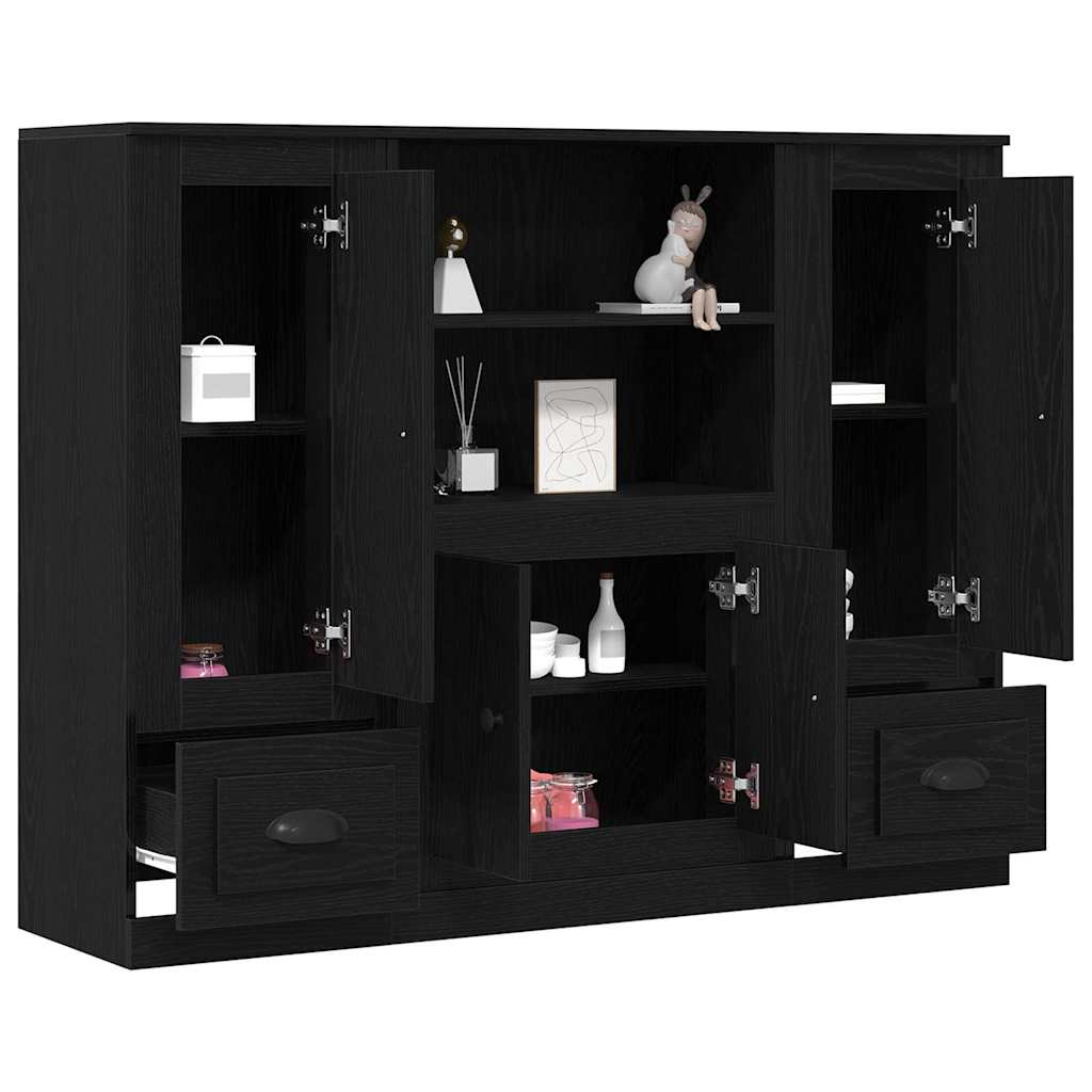 Highboard Schwarz Eichen-Optik 132 x 35,5 x 103,5 cm