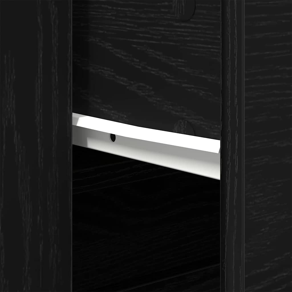 Highboard Schwarz Eichen-Optik 80 x 33 x 150 cm Holzwerkstoff