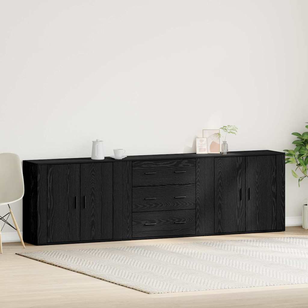 Sideboard Schwarz Eichen-Optik 240 x 33 x 70 cm Holzwerkstoff