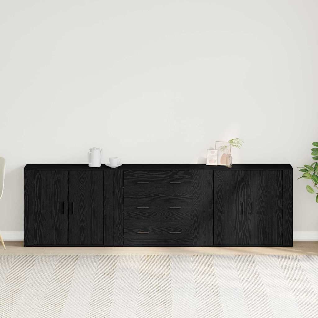 Sideboard Schwarz Eichen-Optik 240 x 33 x 70 cm Holzwerkstoff