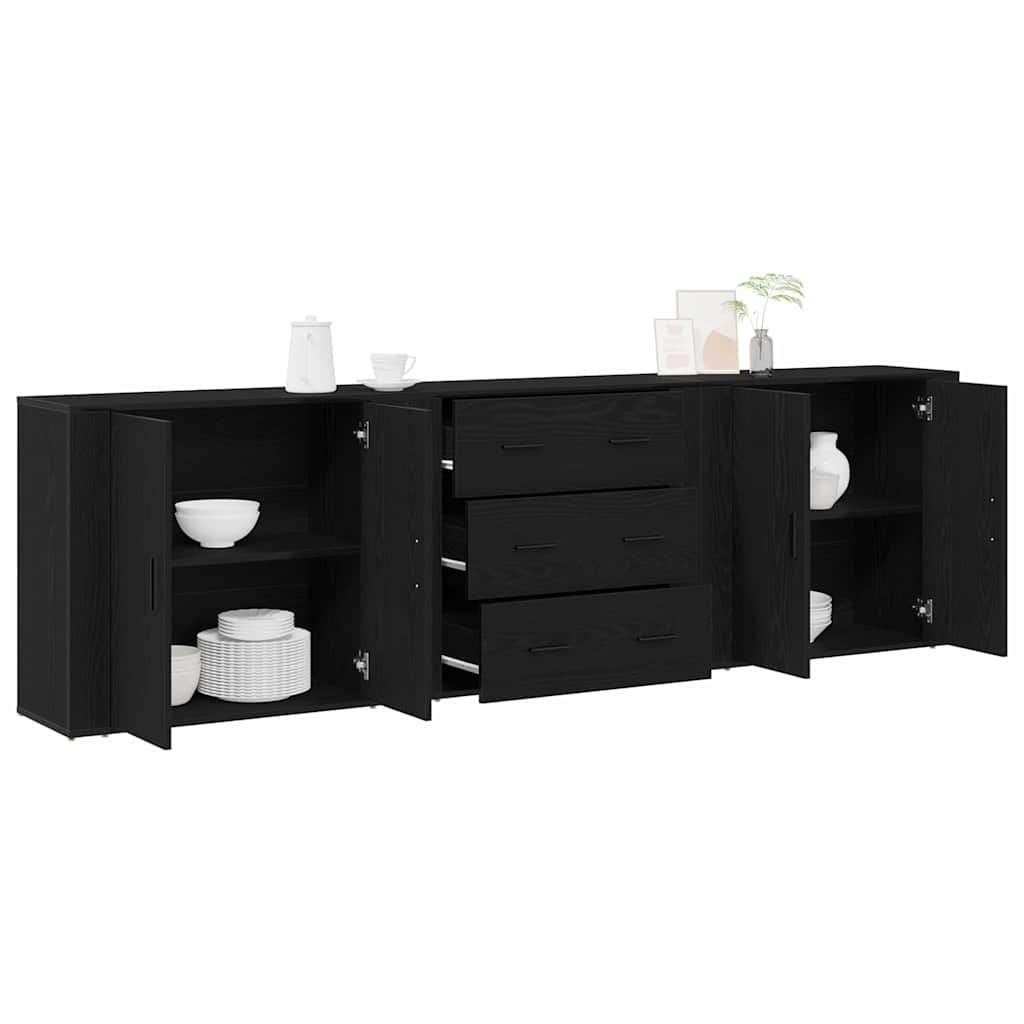 Sideboard Schwarz Eichen-Optik 240 x 33 x 70 cm Holzwerkstoff