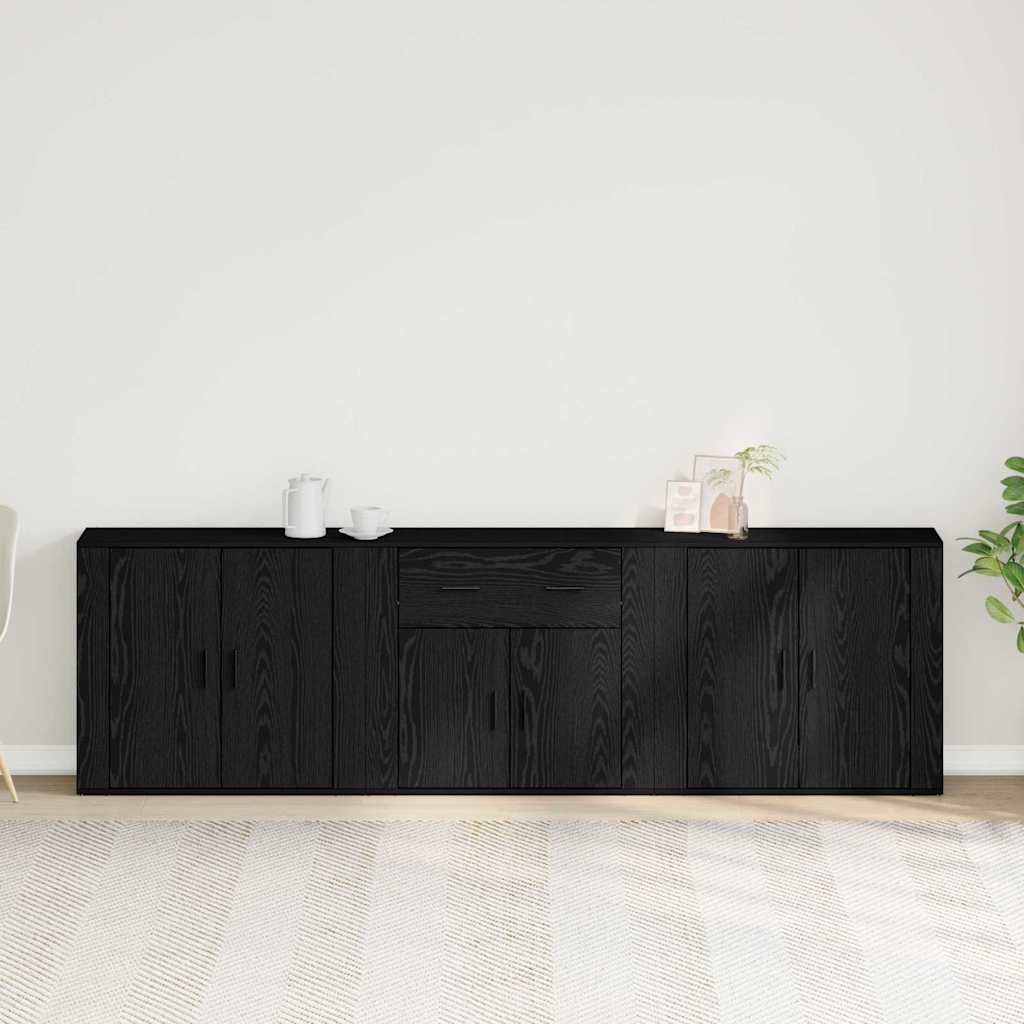 Sideboard Schwarz Eichen-Optik 240 x 33 x 70 cm Holzwerkstoff
