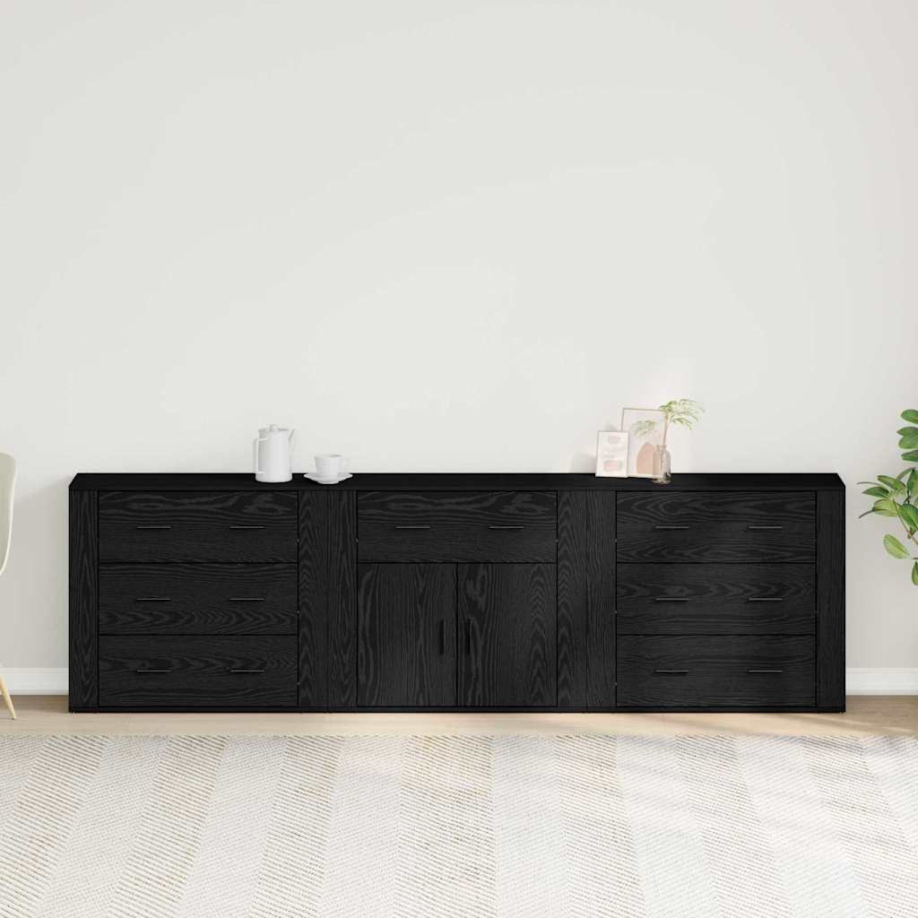Sideboard Schwarz Eichen-Optik 240 x 33 x 70 cm Holzwerkstoff