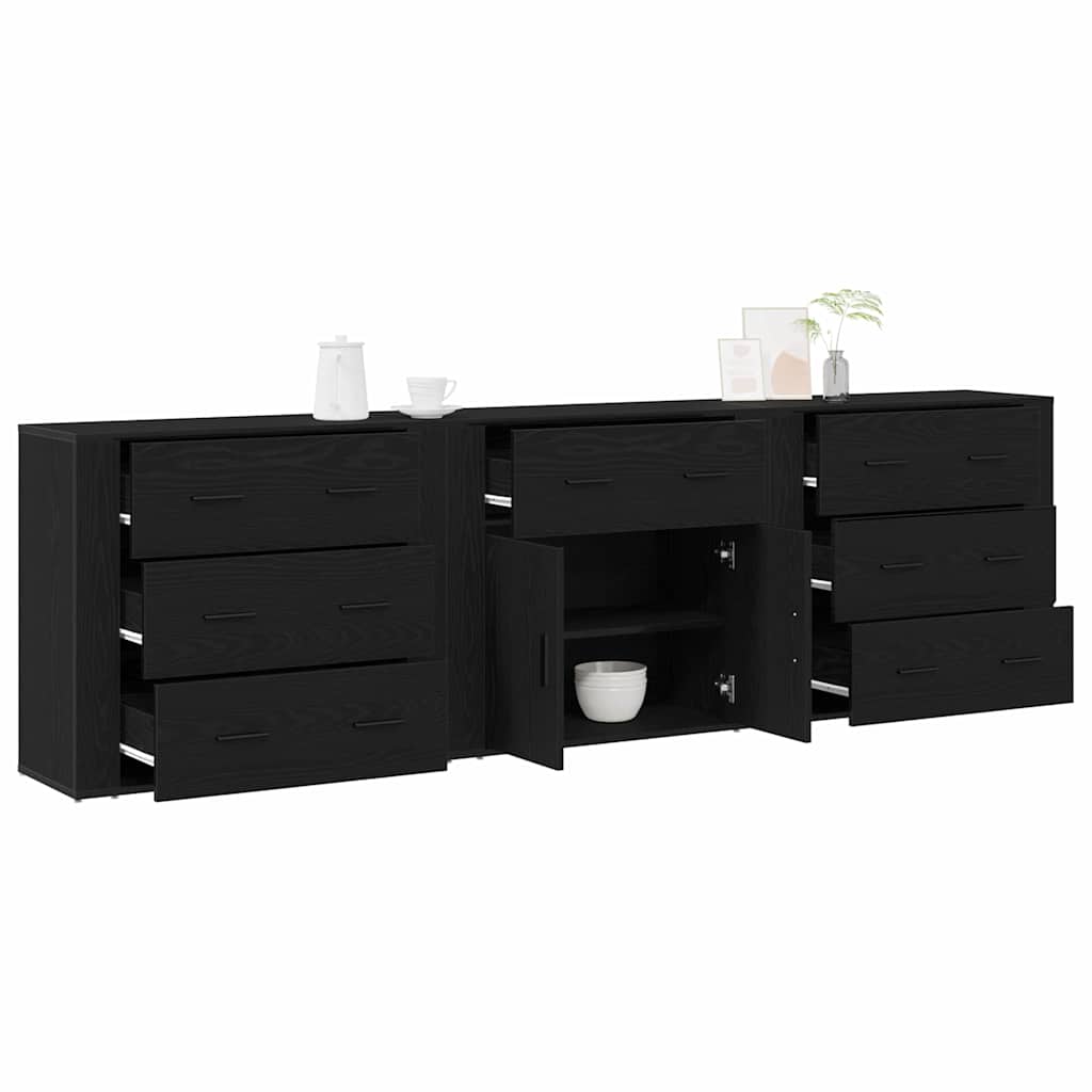 Sideboard Schwarz Eichen-Optik 240 x 33 x 70 cm Holzwerkstoff