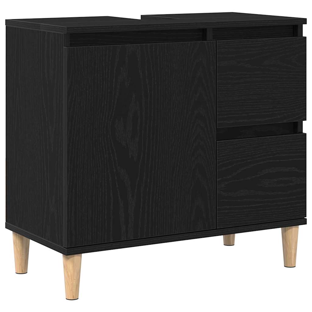 Badezimmermöbel-Set Wandmontiert 3 pcs Schwarz Eichen-Optik