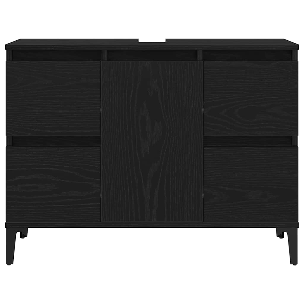 Badezimmermöbel-Set Wandmontiert 3 pcs Schwarz Eichen-Optik