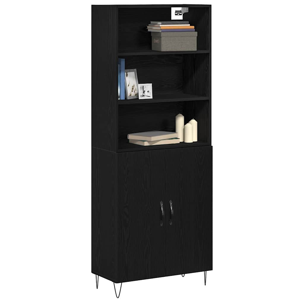 Highboard 2 pcs Schwarz Eichen-Optik Holzwerkstoff