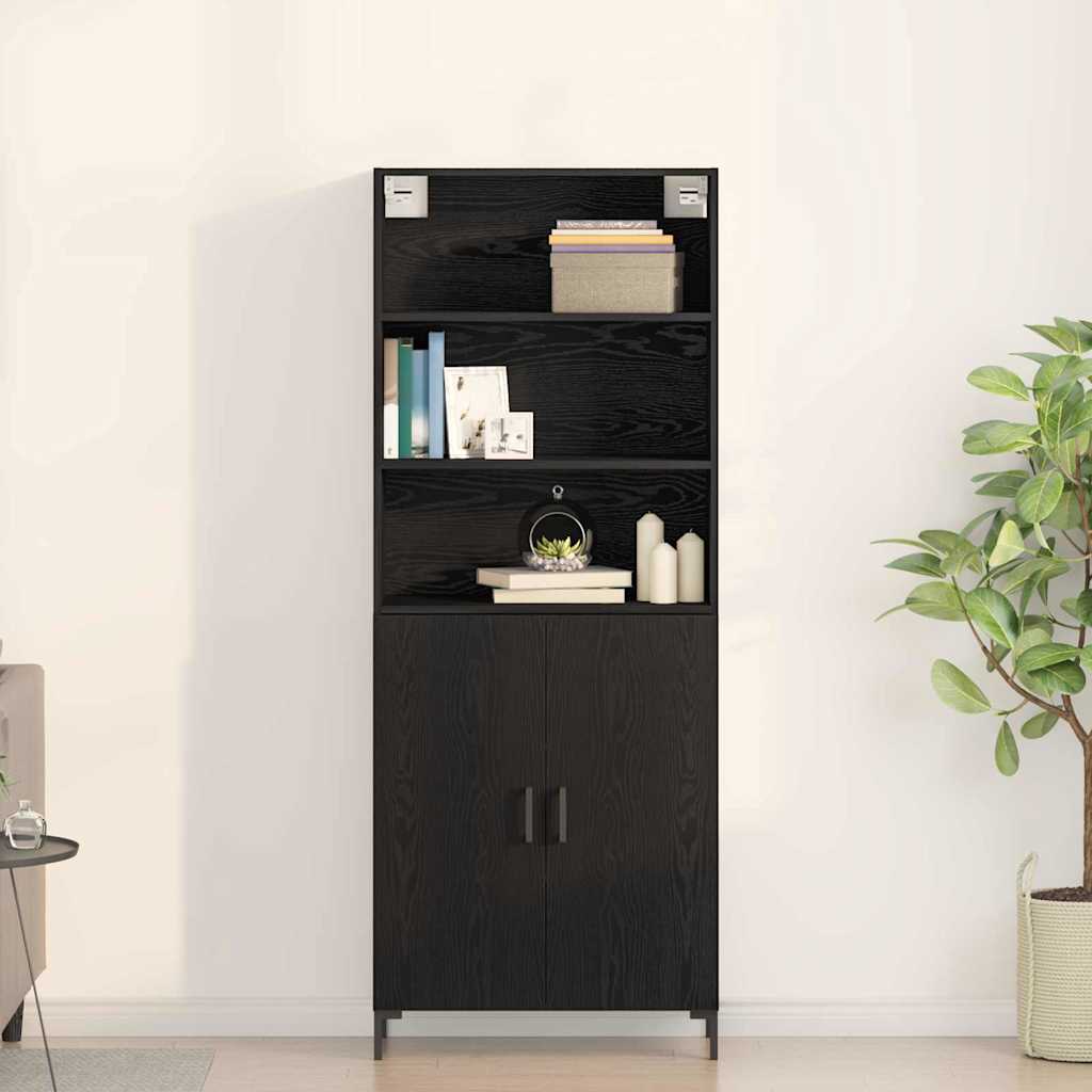 Highboard Schwarz Eichen-Optik 69,5 x 34 x 180 cm Holzwerkstoff