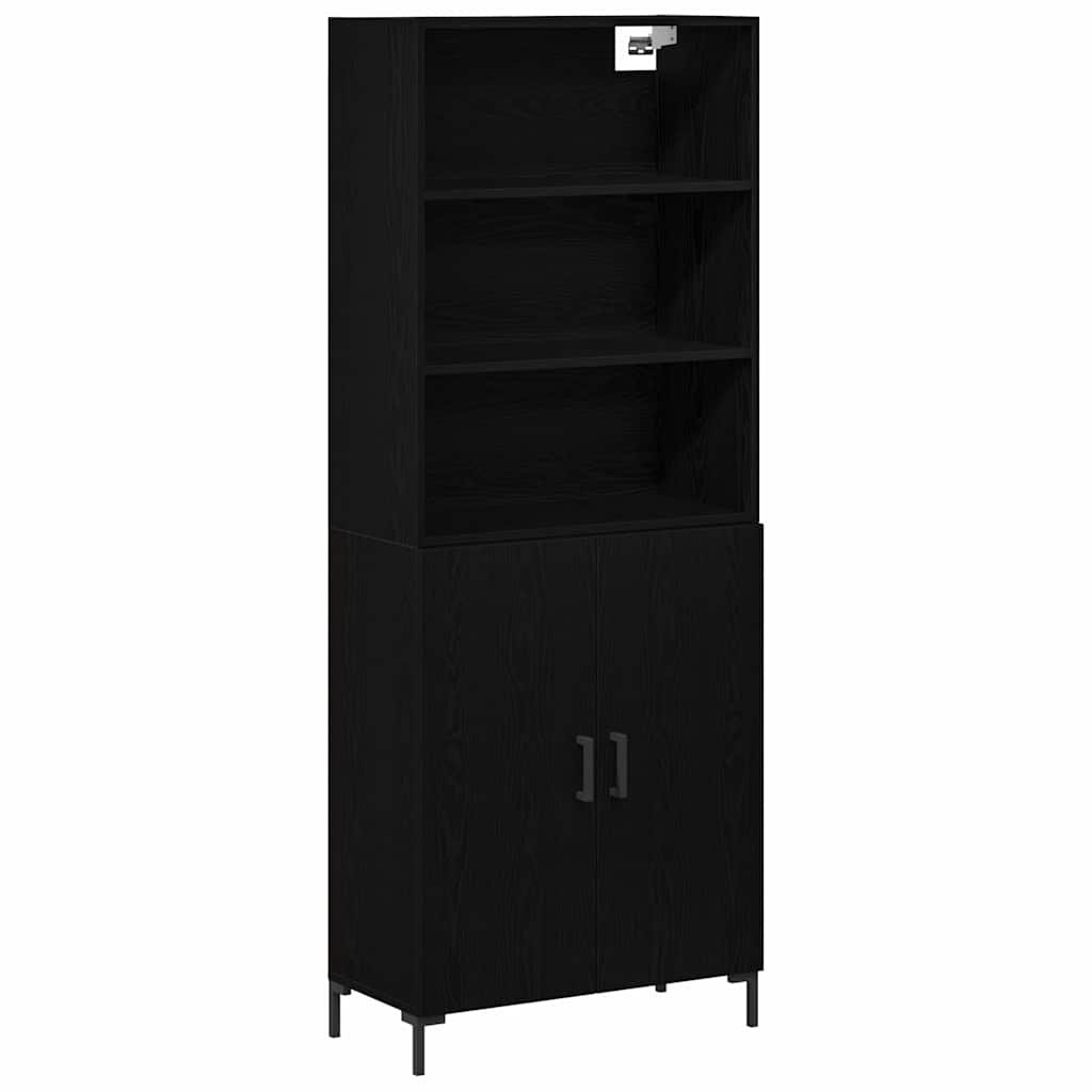 Highboard Schwarz Eichen-Optik 69,5 x 34 x 180 cm Holzwerkstoff