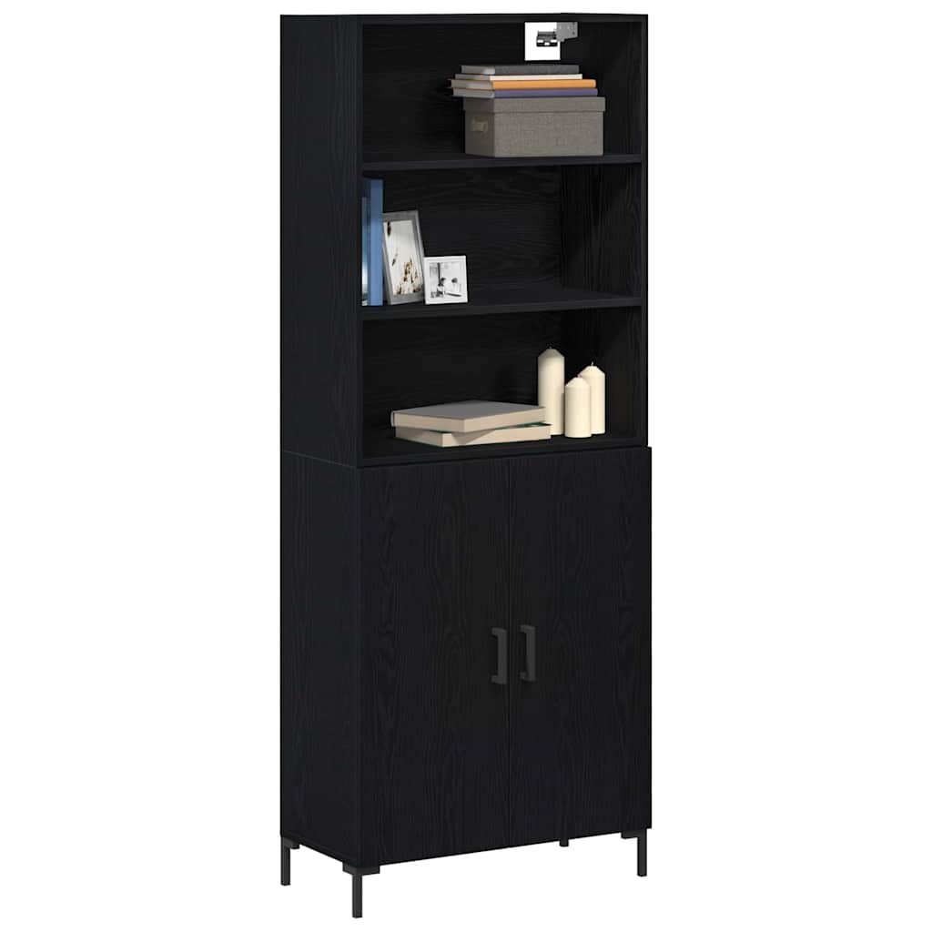 Highboard Schwarz Eichen-Optik 69,5 x 34 x 180 cm Holzwerkstoff