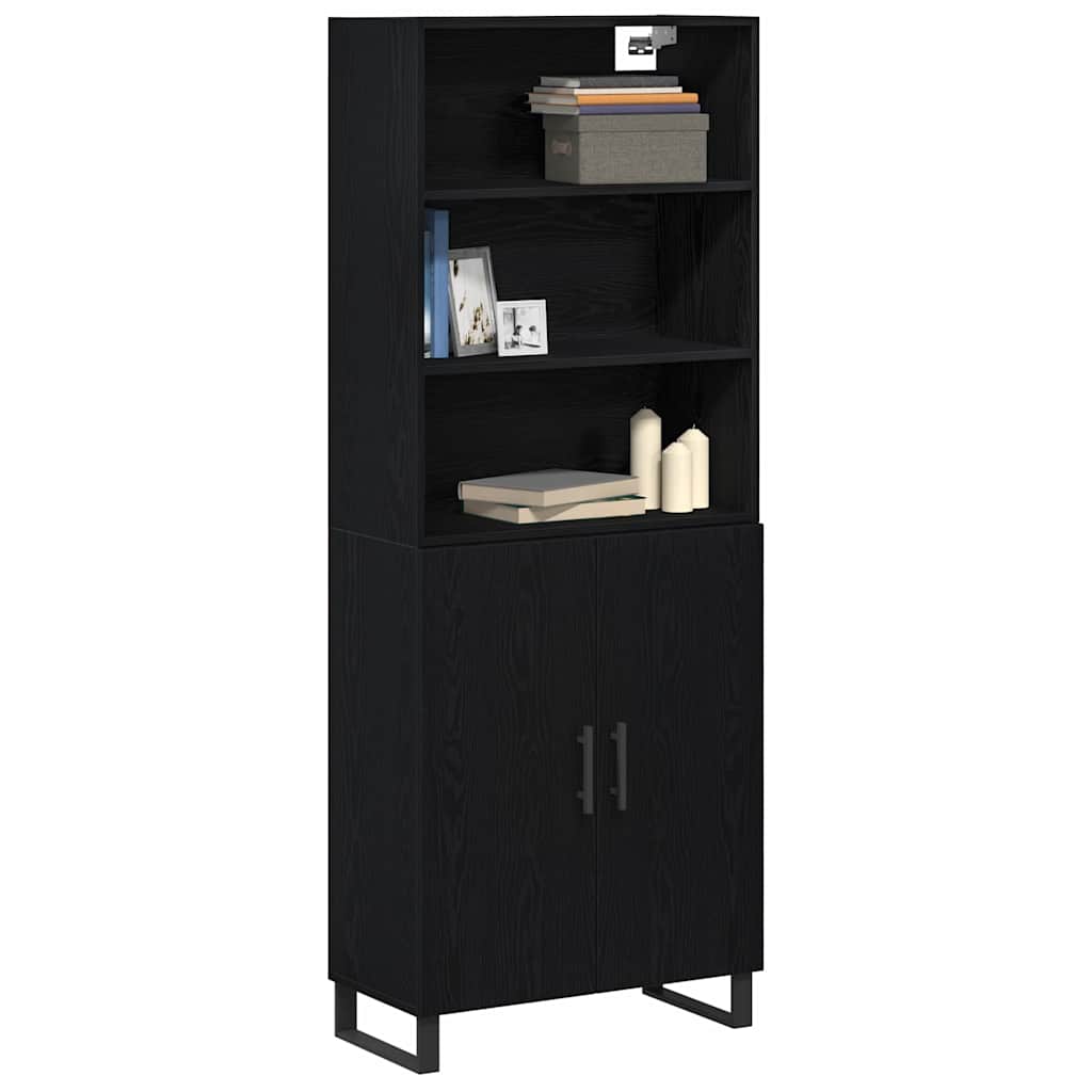 Highboard 2 pcs Schwarz Eichen-Optik Holzwerkstoff