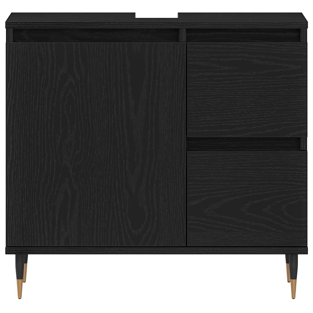 Badezimmermöbel-Set 3 pcs Schwarz Eichen-Optik 30 x 30 x 190 cm