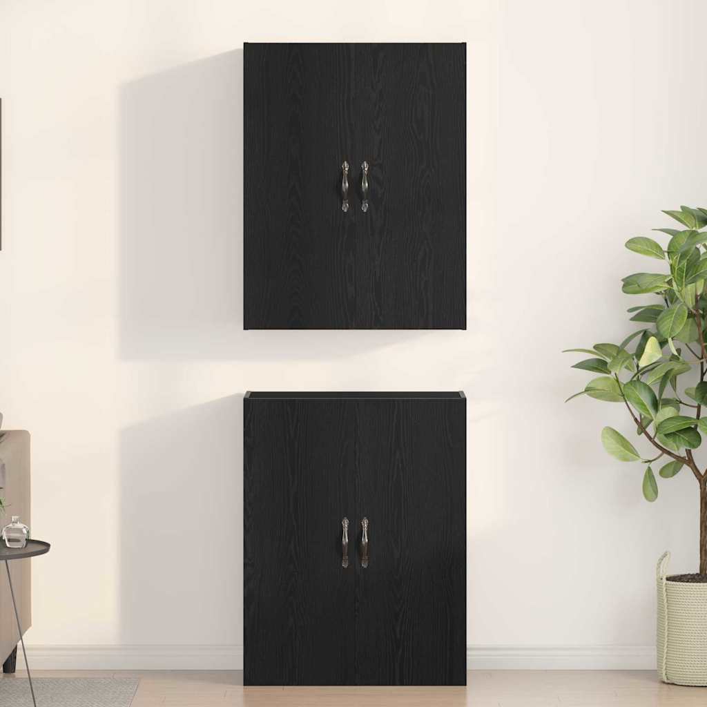 Wandschrank 2 pcs Schwarz Eichen-Optik 69,5 x 34 x 90 cm