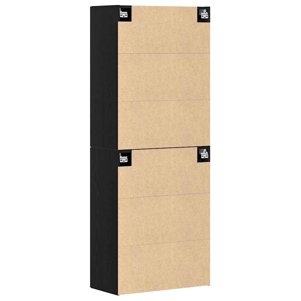 Wandschrank 2 pcs Schwarz Eichen-Optik 69,5 x 34 x 90 cm