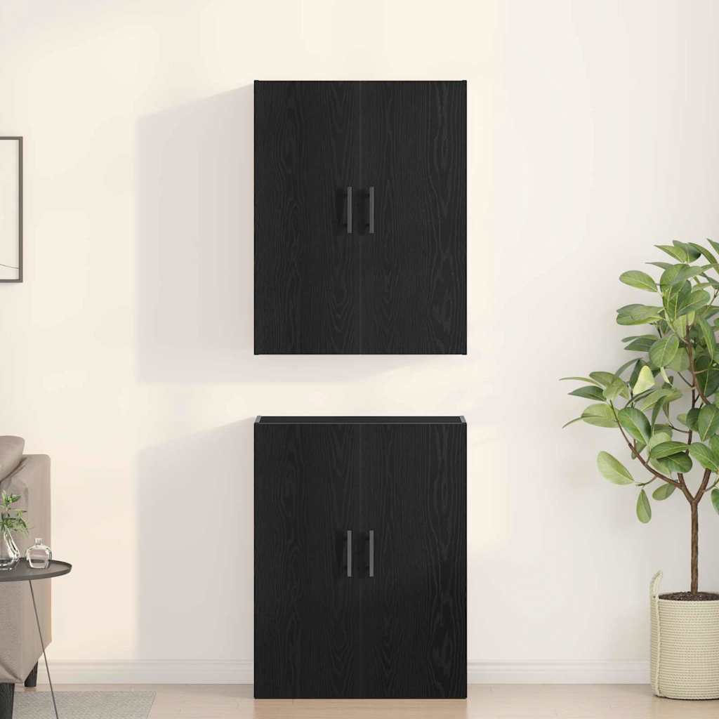 Wandschrank 2 pcs Schwarz Eichen-Optik 69,5 x 34 x 90 cm