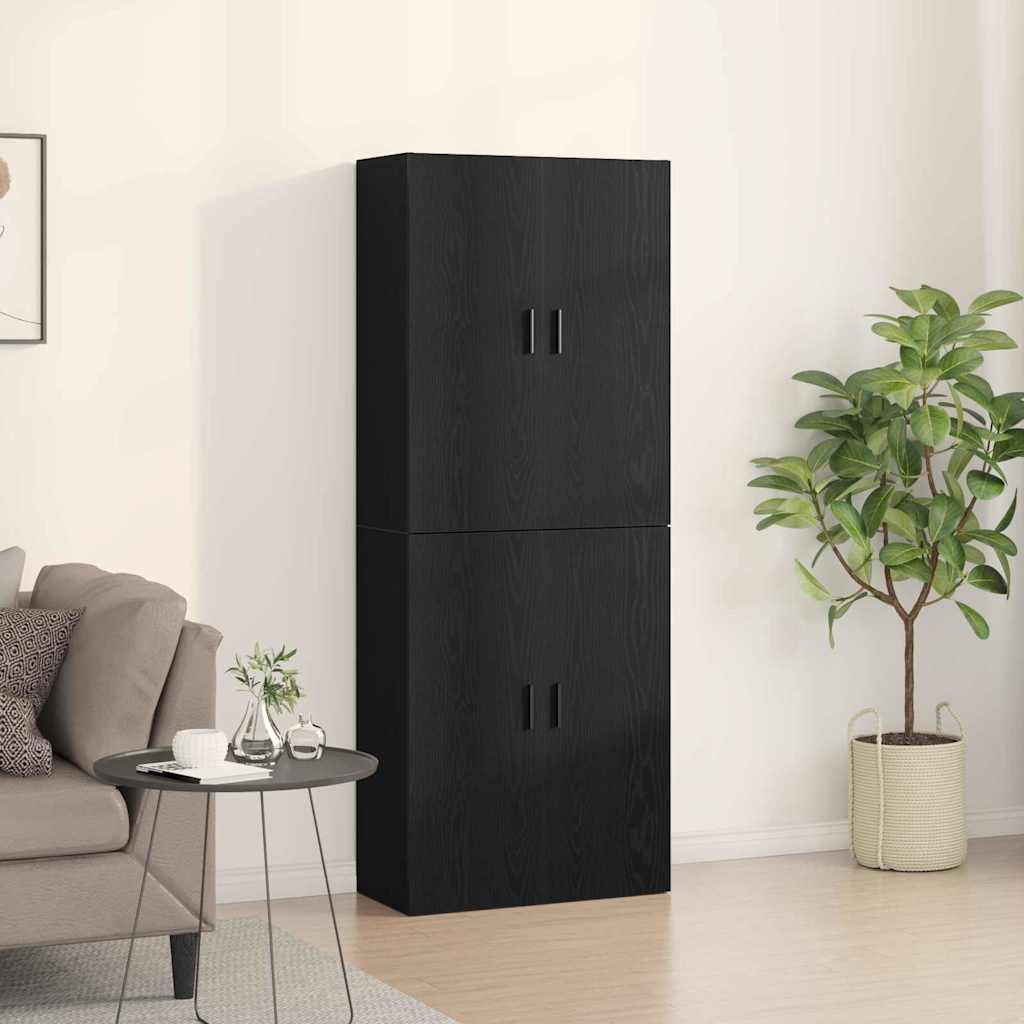 Wandschrank 2 pcs Schwarz Eichen-Optik 69,5 x 34 x 90 cm