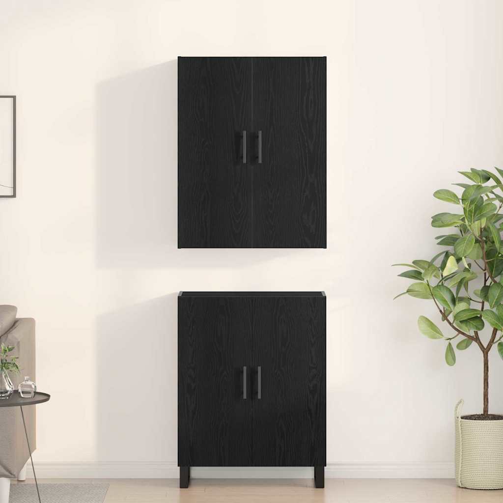 Highboard 2 pcs Schwarz Eichen-Optik 69,5 x 34 x 180 cm