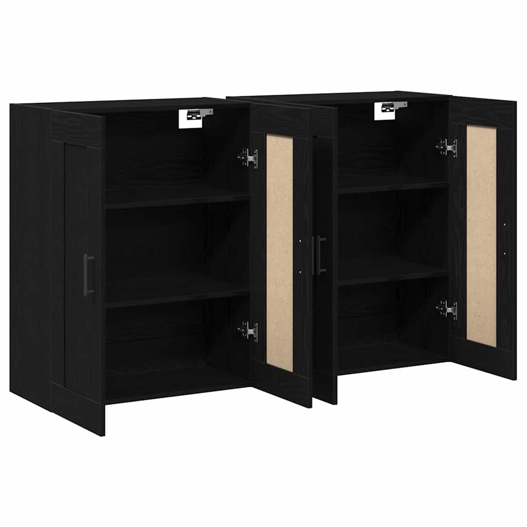 Wandmontierter Schrank 2 pcs Schwarz Eichen-Optik Holzwerkstoff
