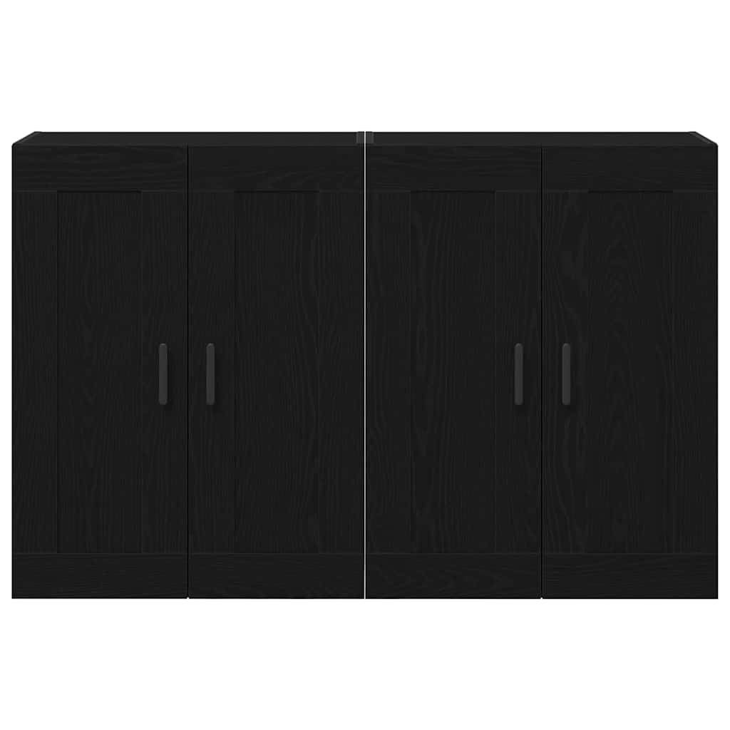 Wandmontierter Schrank 2 pcs Schwarz Eichen-Optik Holzwerkstoff