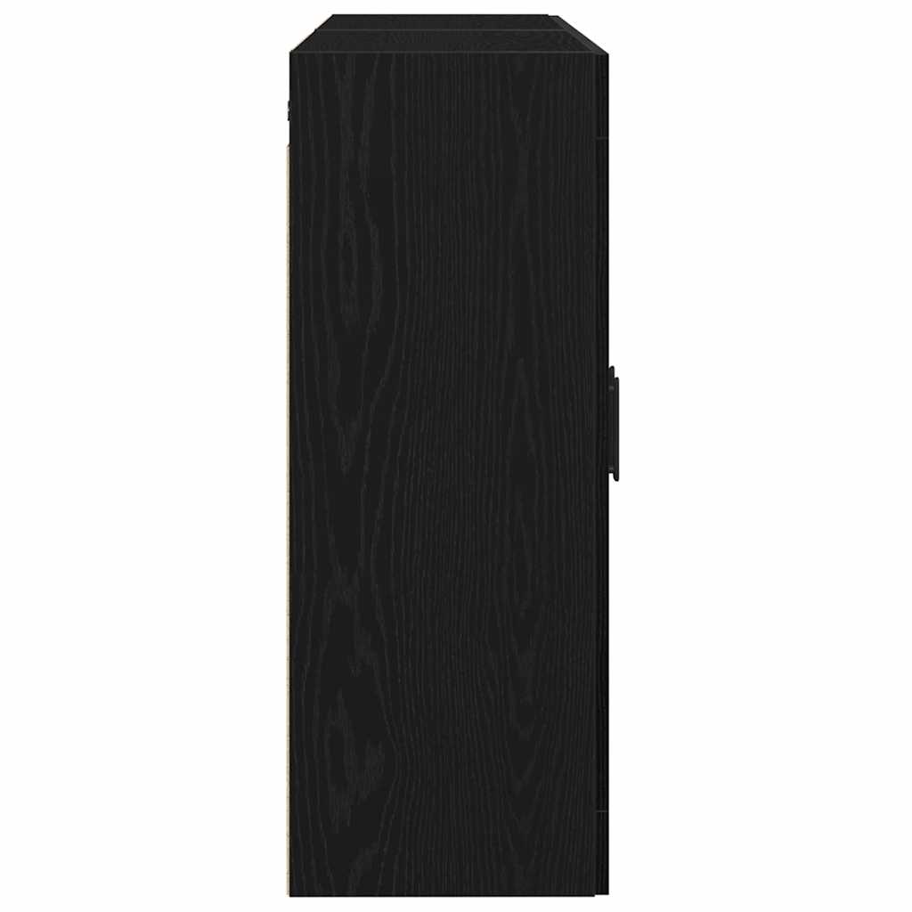 Wandmontierter Schrank 2 pcs Schwarz Eichen-Optik Holzwerkstoff