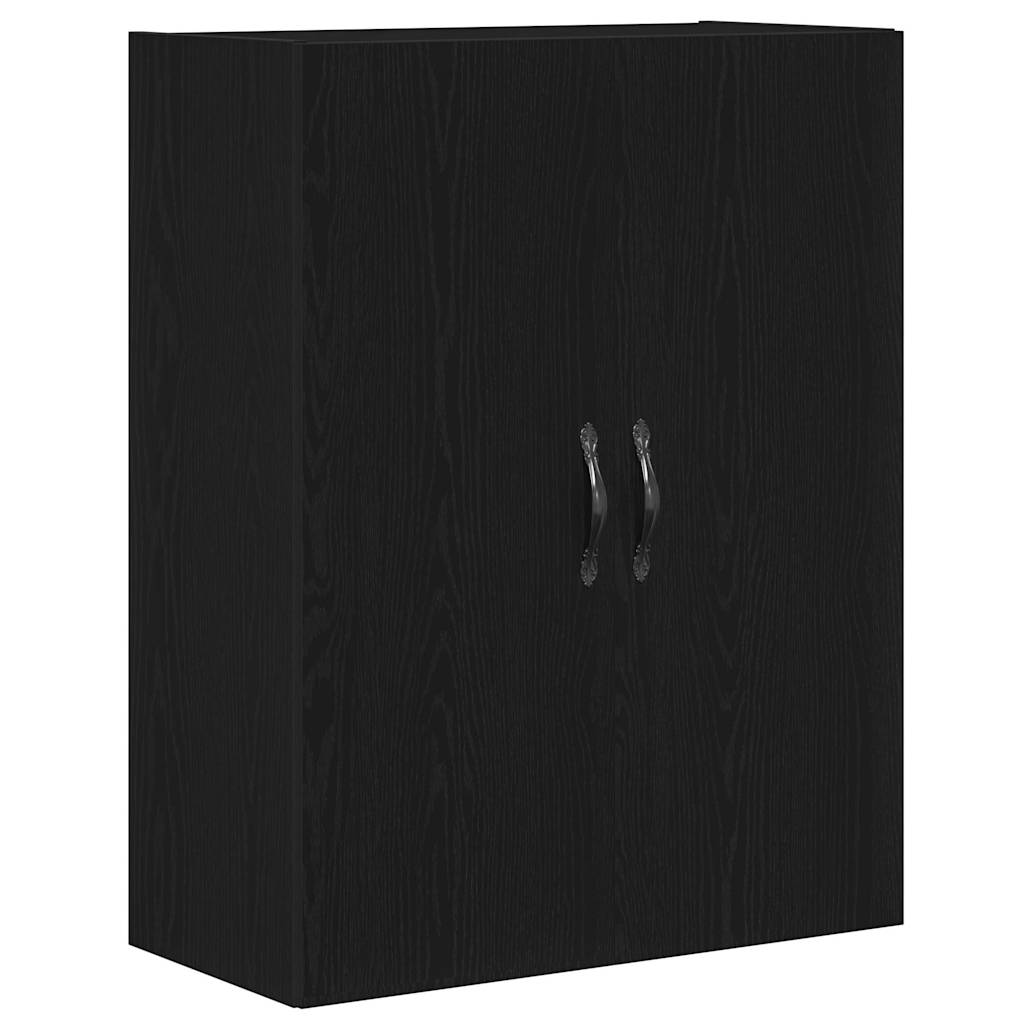 Highboard 2 pcs Schwarz Eichen-Optik Ingenieurholz und Glas