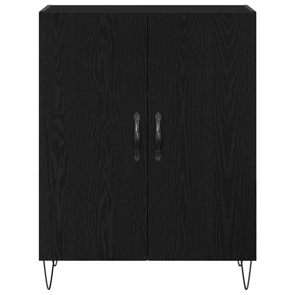 Highboard 2 pcs Schwarz Eichen-Optik Ingenieurholz und Glas