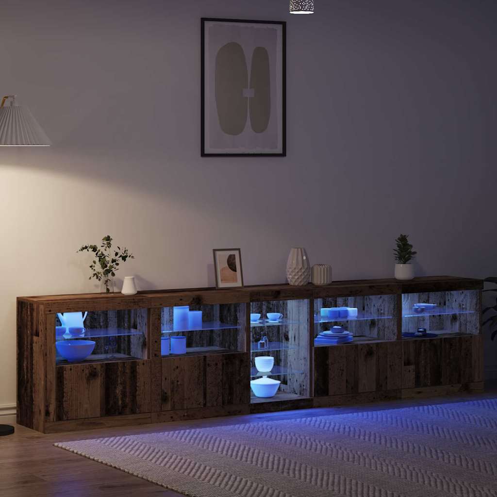 LED-Sideboard Altholz 283 x 37 x 67 cm Holzwerkstoff