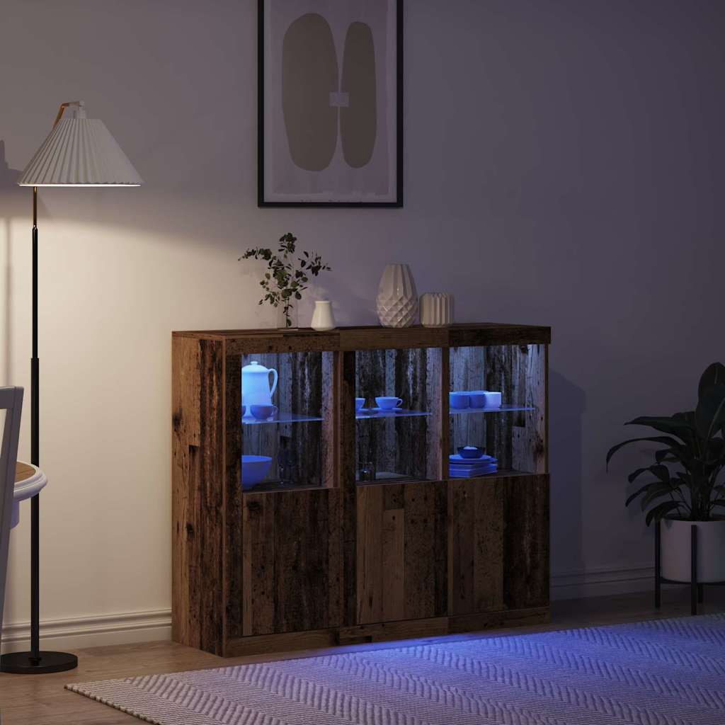 LED-Sideboard 3 pcs Altholz 123 x 37 x 100 cm Holzwerkstoff
