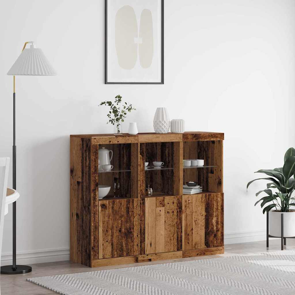 LED-Sideboard 3 pcs Altholz 123 x 37 x 100 cm Holzwerkstoff
