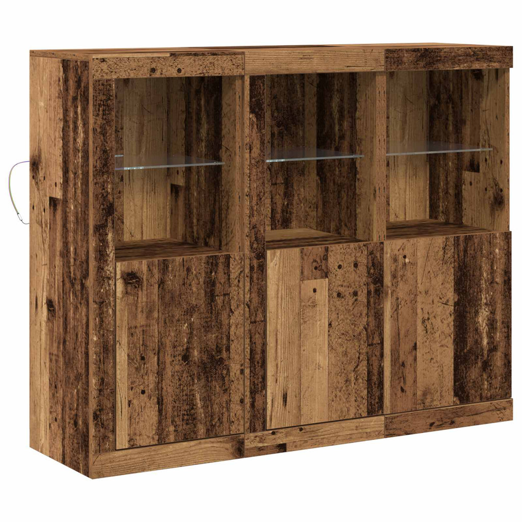 LED-Sideboard 3 pcs Altholz 123 x 37 x 100 cm Holzwerkstoff