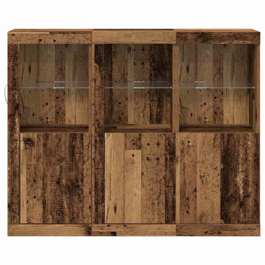LED-Sideboard 3 pcs Altholz 123 x 37 x 100 cm Holzwerkstoff