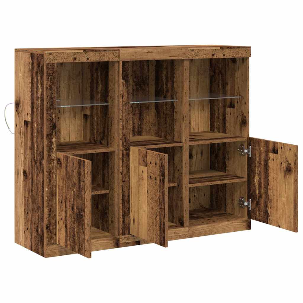 LED-Sideboard 3 pcs Altholz 123 x 37 x 100 cm Holzwerkstoff