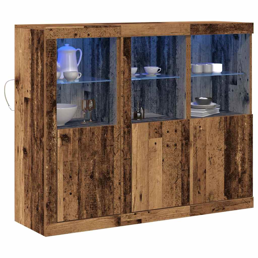 LED-Sideboard 3 pcs Altholz 123 x 37 x 100 cm Holzwerkstoff
