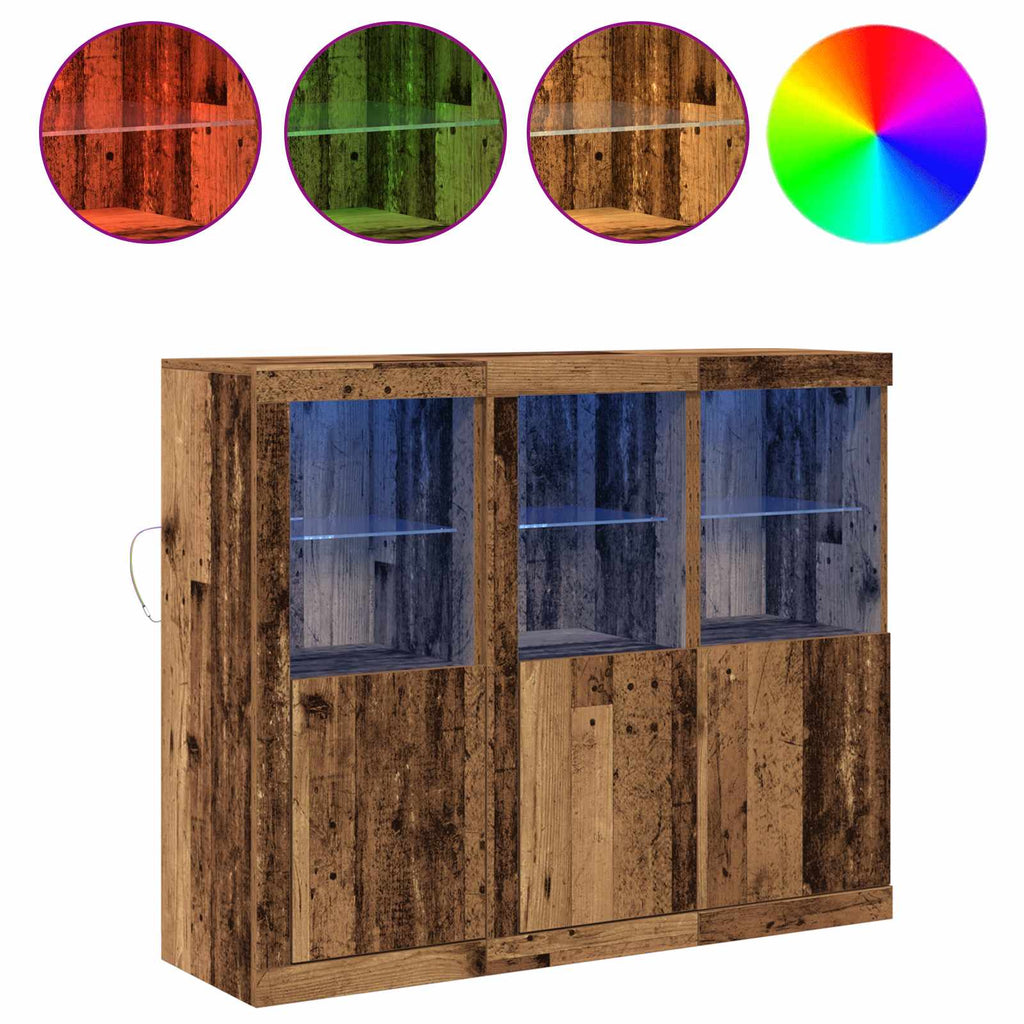 LED-Sideboard 3 pcs Altholz 123 x 37 x 100 cm Holzwerkstoff