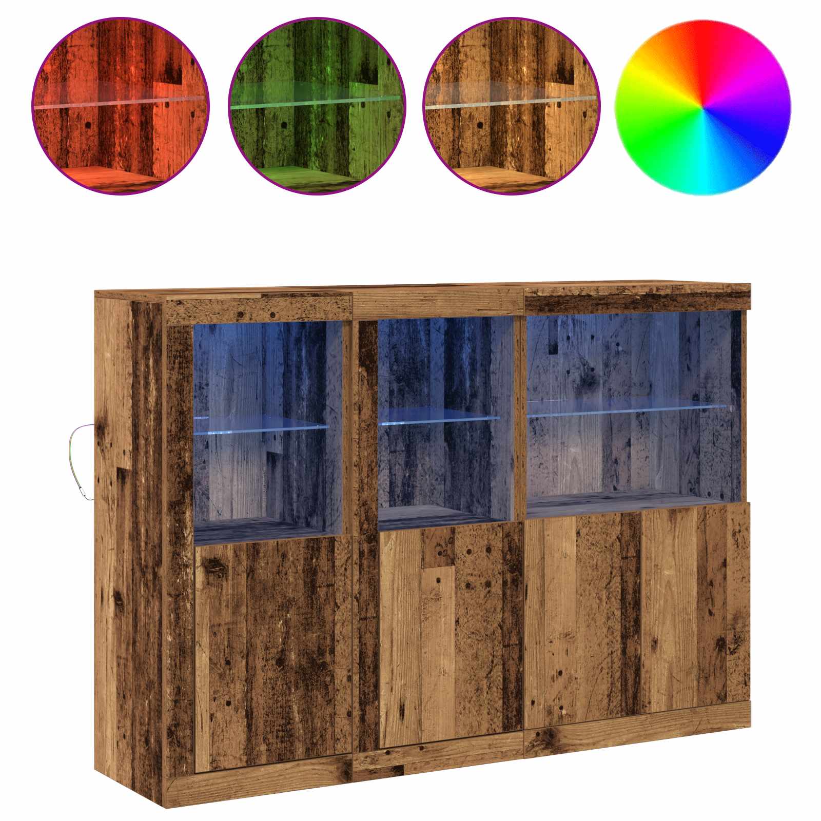LED-Sideboard Altholz 142,5 x 37 x 100 cm Holzwerkstoff