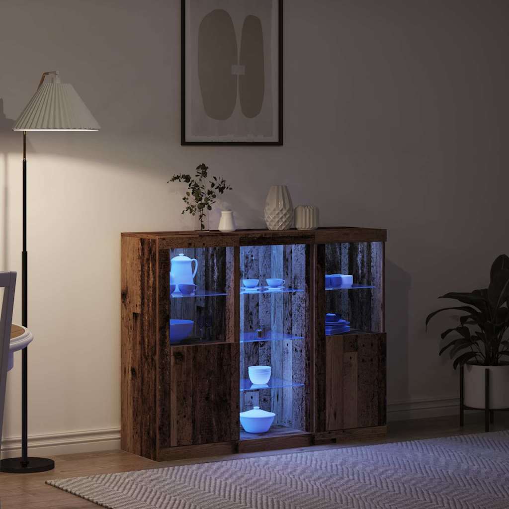LED-Sideboard Altholz 123 x 37 x 100 cm Holzwerkstoff