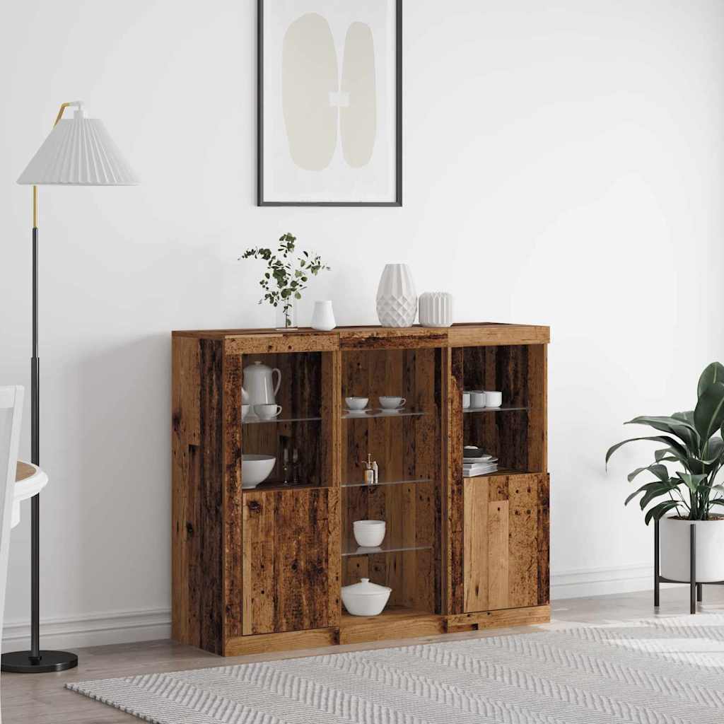 LED-Sideboard Altholz 123 x 37 x 100 cm Holzwerkstoff