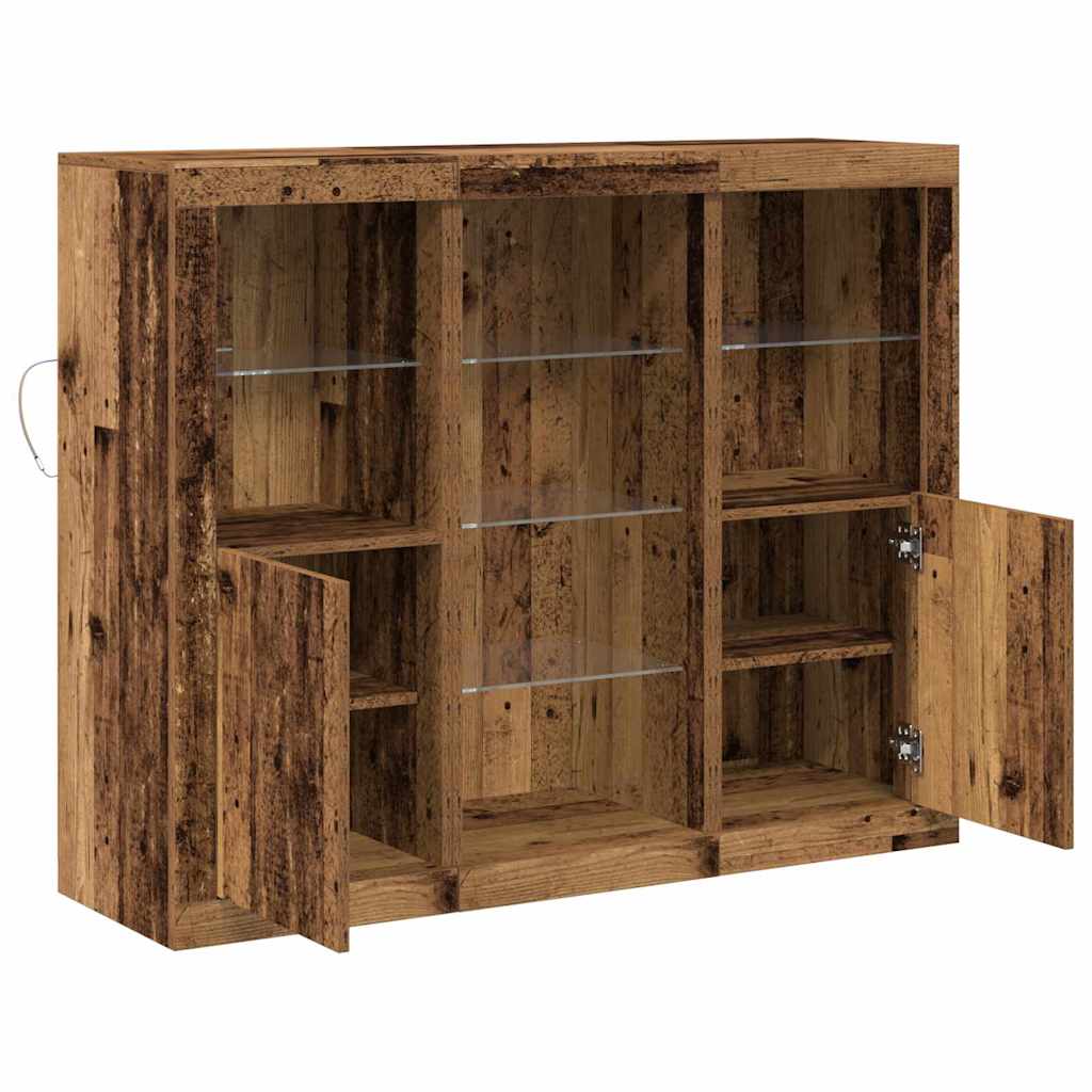 LED-Sideboard Altholz 123 x 37 x 100 cm Holzwerkstoff