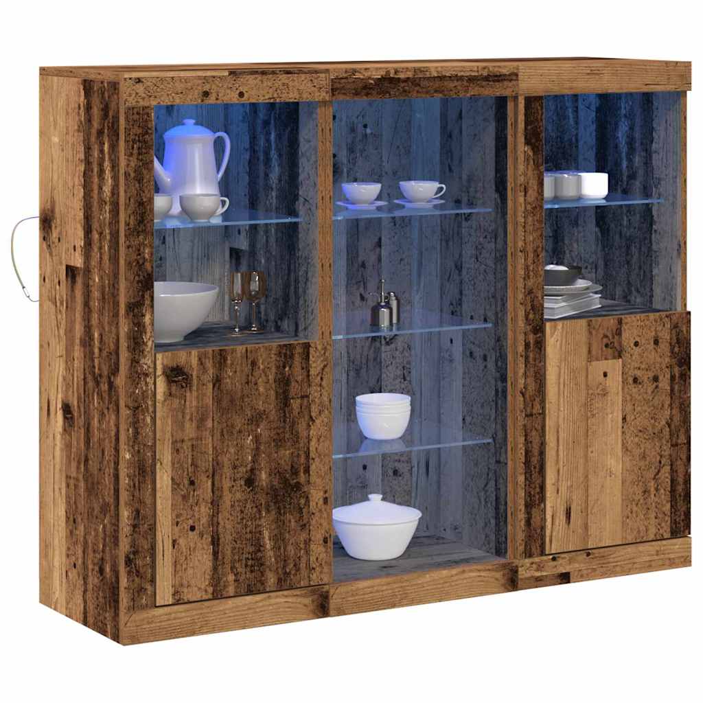 LED-Sideboard Altholz 123 x 37 x 100 cm Holzwerkstoff