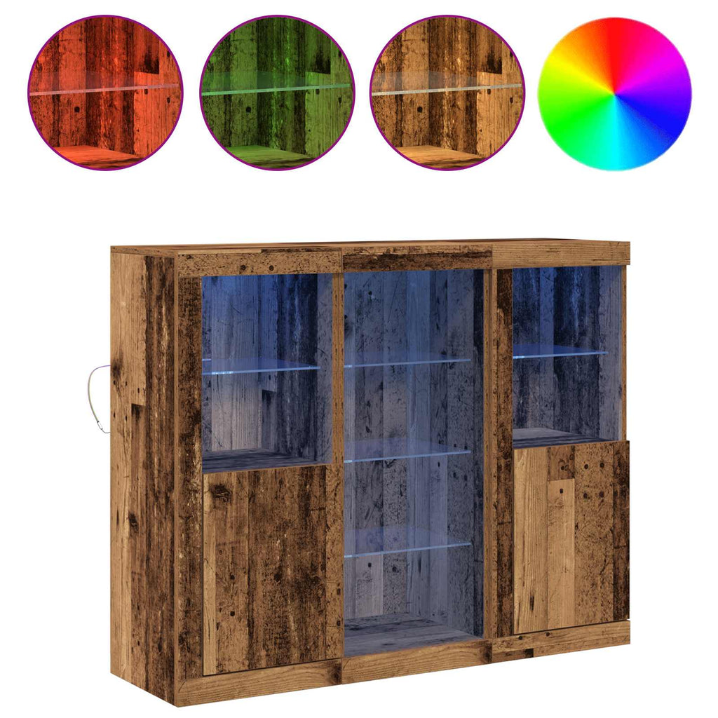 LED-Sideboard Altholz 123 x 37 x 100 cm Holzwerkstoff