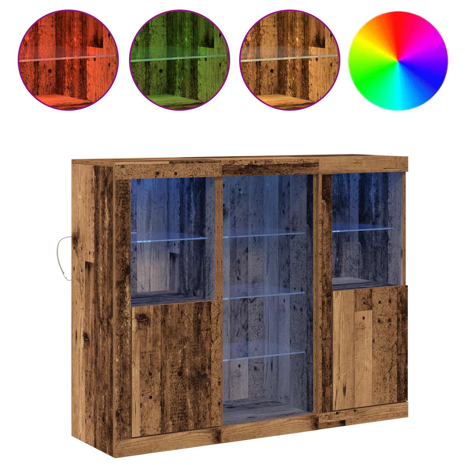 LED-Sideboard Altholz 123 x 37 x 100 cm Holzwerkstoff