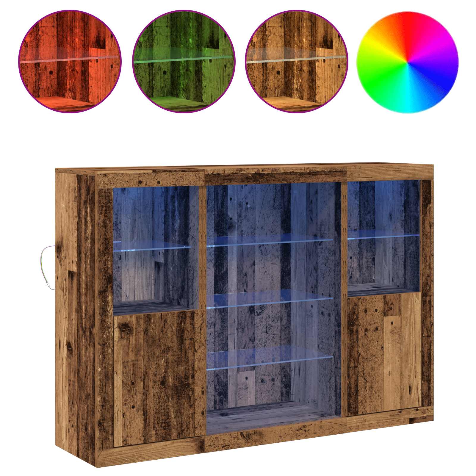 LED-Sideboard Altholz 142,5 x 37 x 100 cm Holzwerkstoff