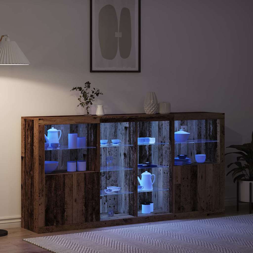 LED-Sideboard 3 pcs Altholz 202 x 37 x 100 cm Holzwerkstoff