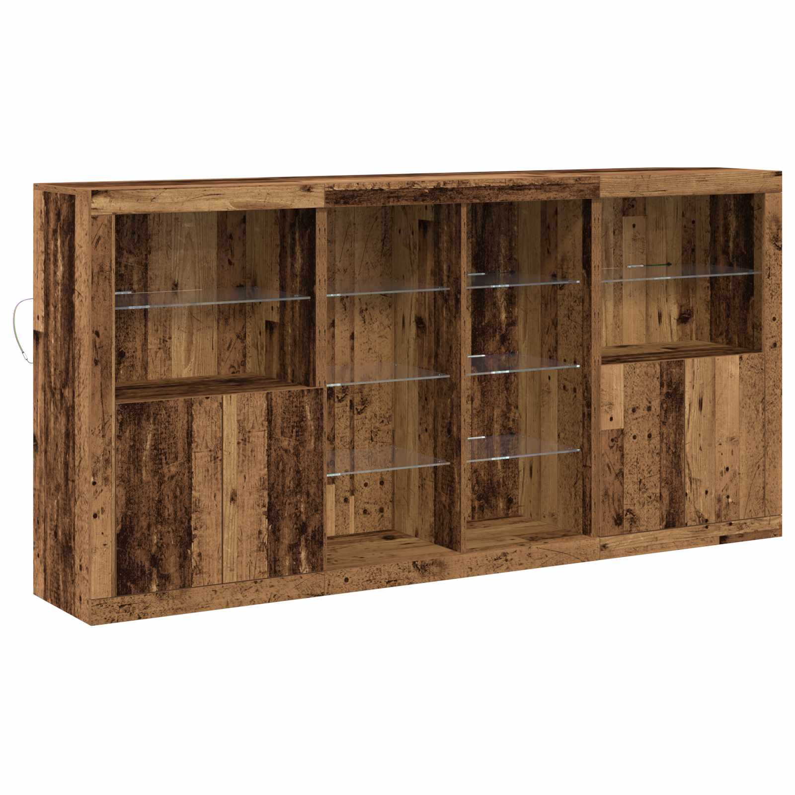 LED-Sideboard 3 pcs Altholz 202 x 37 x 100 cm Holzwerkstoff