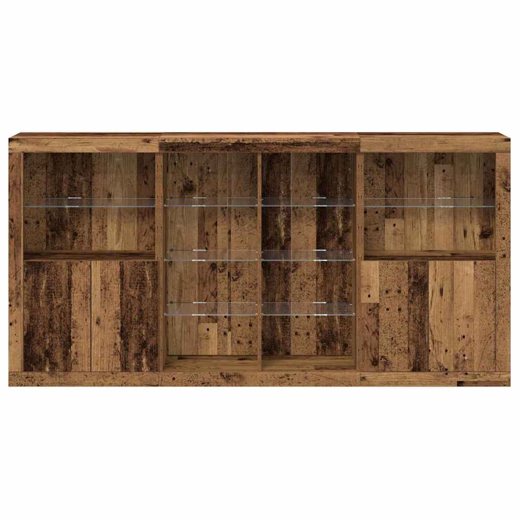 LED-Sideboard 3 pcs Altholz 202 x 37 x 100 cm Holzwerkstoff