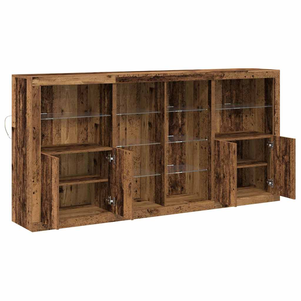LED-Sideboard 3 pcs Altholz 202 x 37 x 100 cm Holzwerkstoff