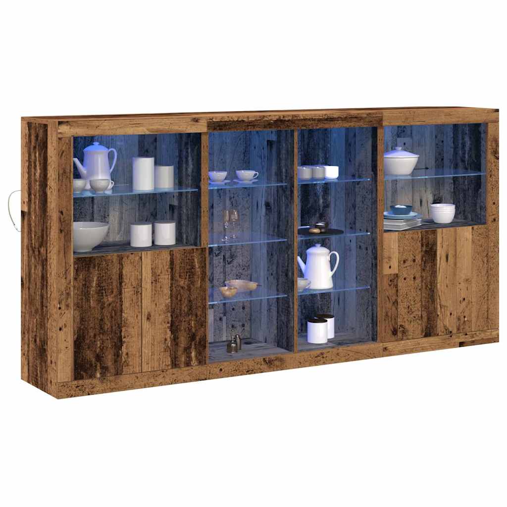 LED-Sideboard 3 pcs Altholz 202 x 37 x 100 cm Holzwerkstoff