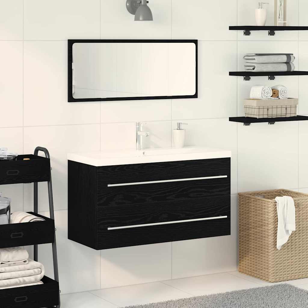 Waschbeckenschrank mit Schubladen 3 pcs Schwarz Eichen-Optik